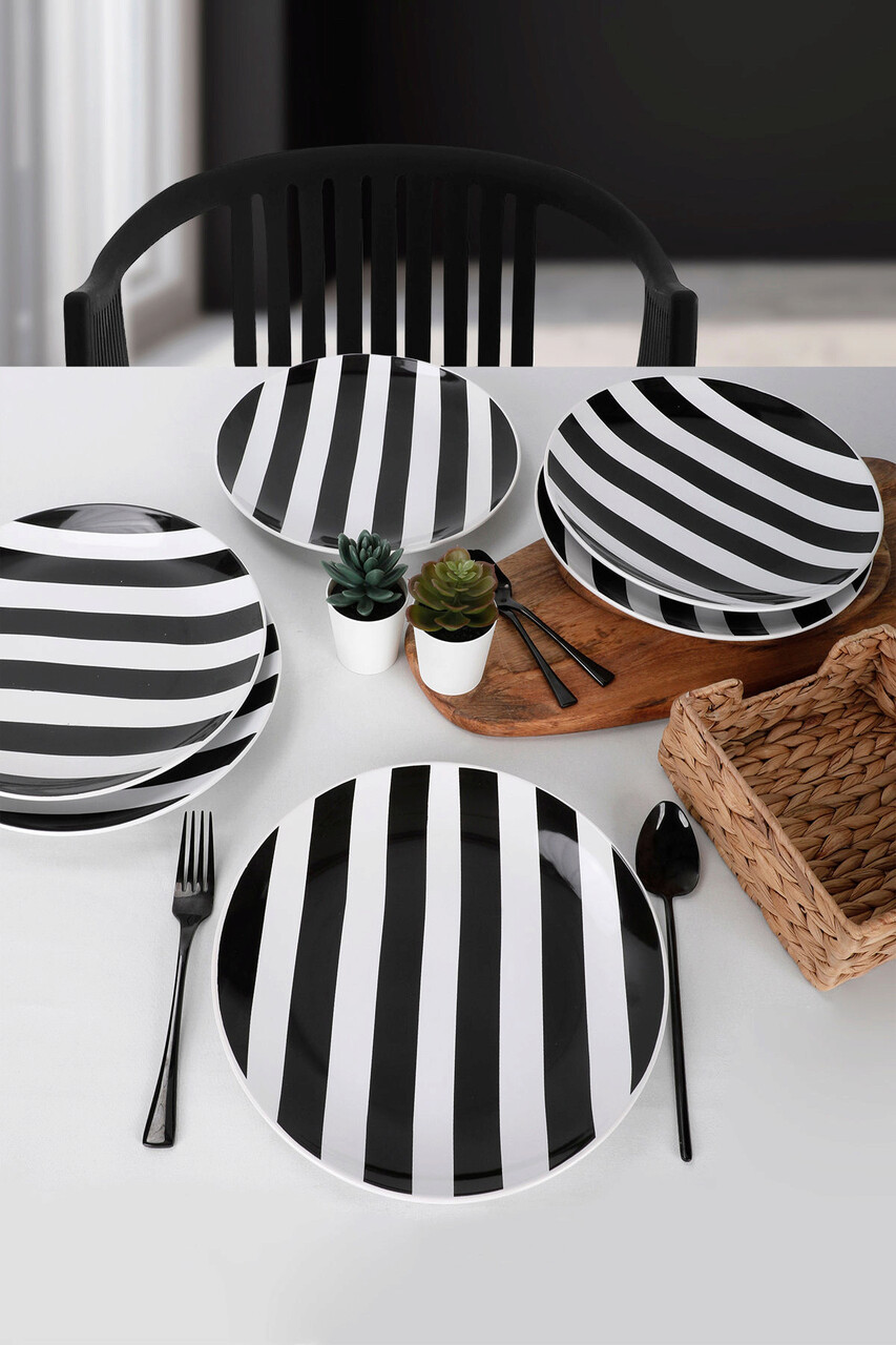 Set platouri servire, Keramika, 275KRM1632, Ceramica, Alb/Negru - 1 | YEO