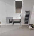 Set Dulap de Baie cu Chiuvetă și Oglindă (2 Piese), Hanah Home, Ferla 110, Gri Mat