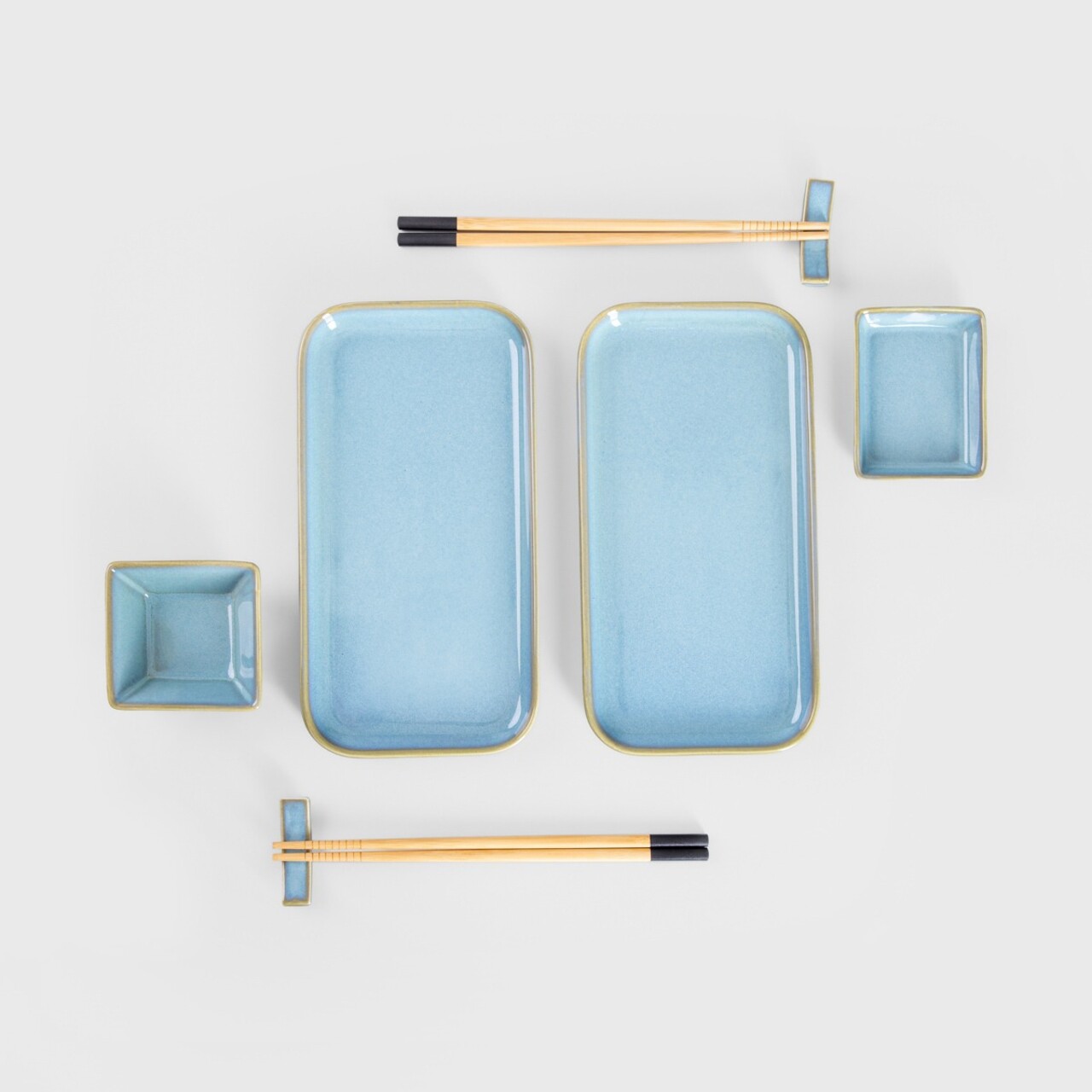 Set 8 piese pentru sushi Okinawa Homla ceramica/bambus turcoaz/natur
