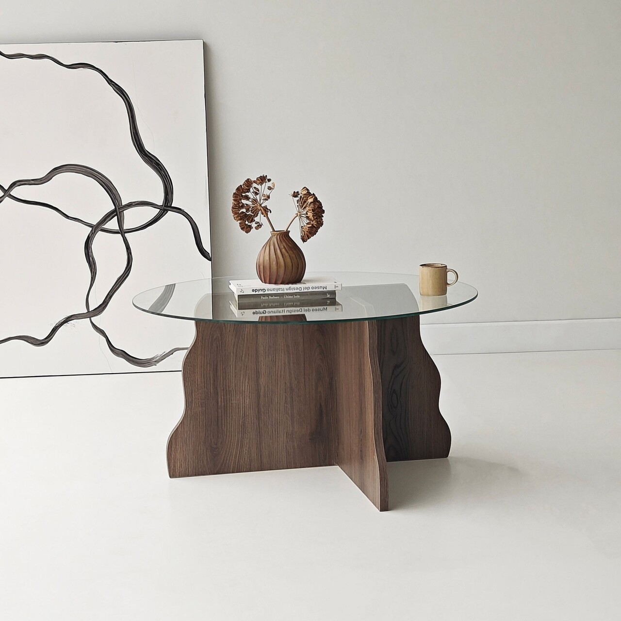 Masuta de cafea, Hanah Home, Butterfly, 75x40x75 cm, Nuc / Transparent - view 6