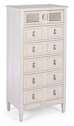 Comoda eunice, bizzotto, 56 x 36 x 119 cm, lemn de brad/ratan