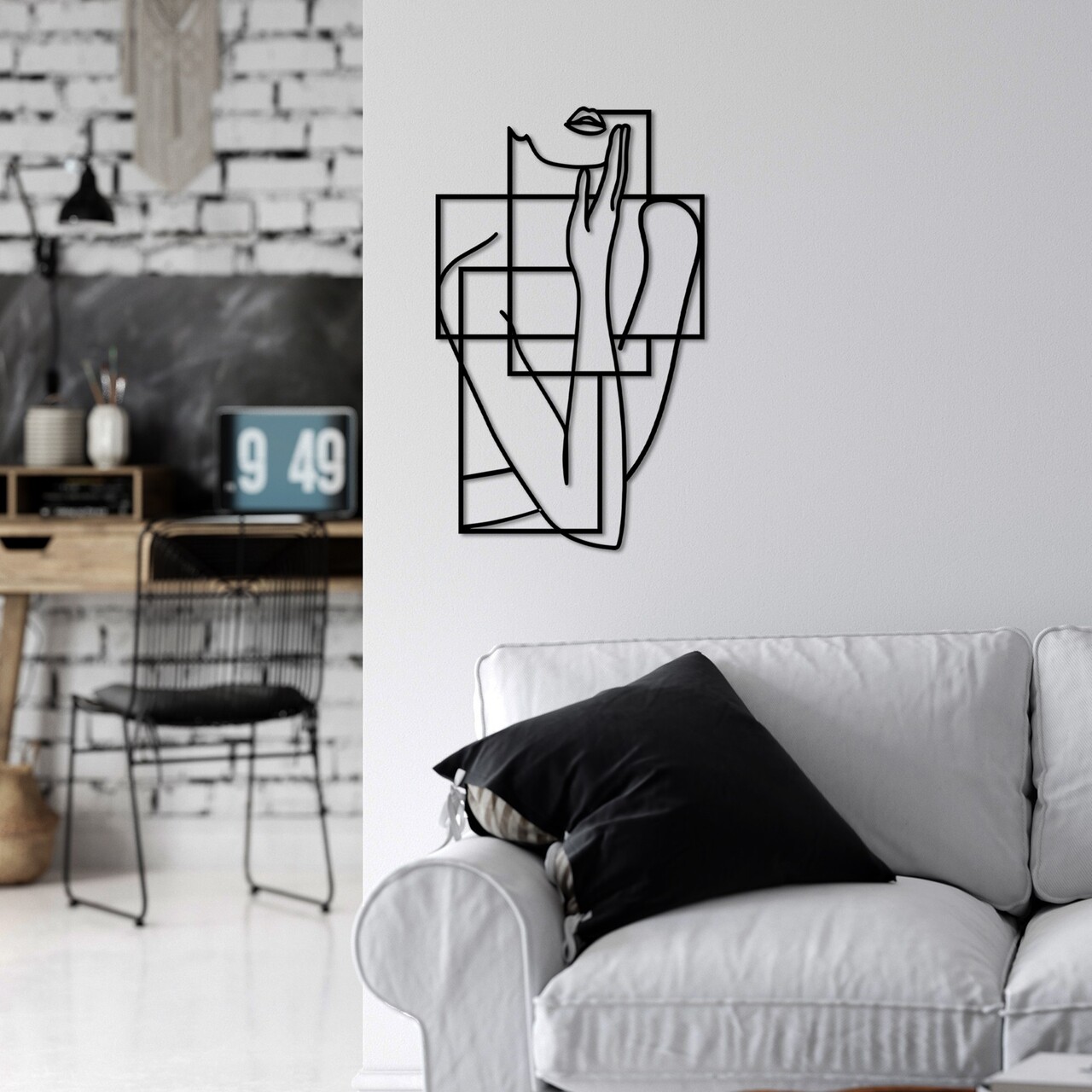 Decoratiune de perete, Think, Dimensiune: 50 x 30 cm, Negru - view 3