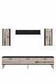 Comoda TV, Hanah Home, Ilay, 180x41x30 cm, Antracit / Travertin / Argint