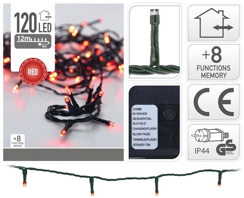 Instalatie de Craciun, 120 LED-uri, rosu