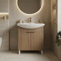 Dulap de baie cu chiuvetă, Hanah Home, Purus 65, Stejar Sonomo