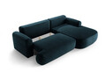 Coltar extensibil dreapta 5 locuri, modular, cu lada depozitare, Ella, Micadoni Home, 271x174x94 cm, catifea, petrol inchis