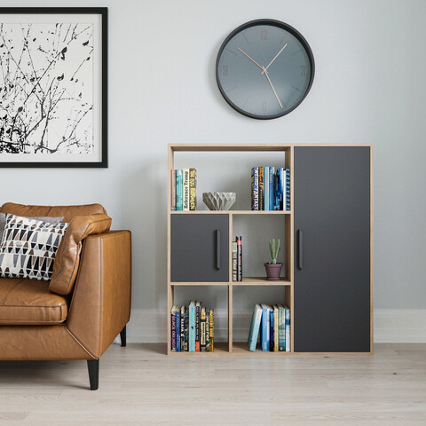 Corp biblioteca, Colman, Ridge, 120x25x123.6 cm, Stejar / Antracit Colman
