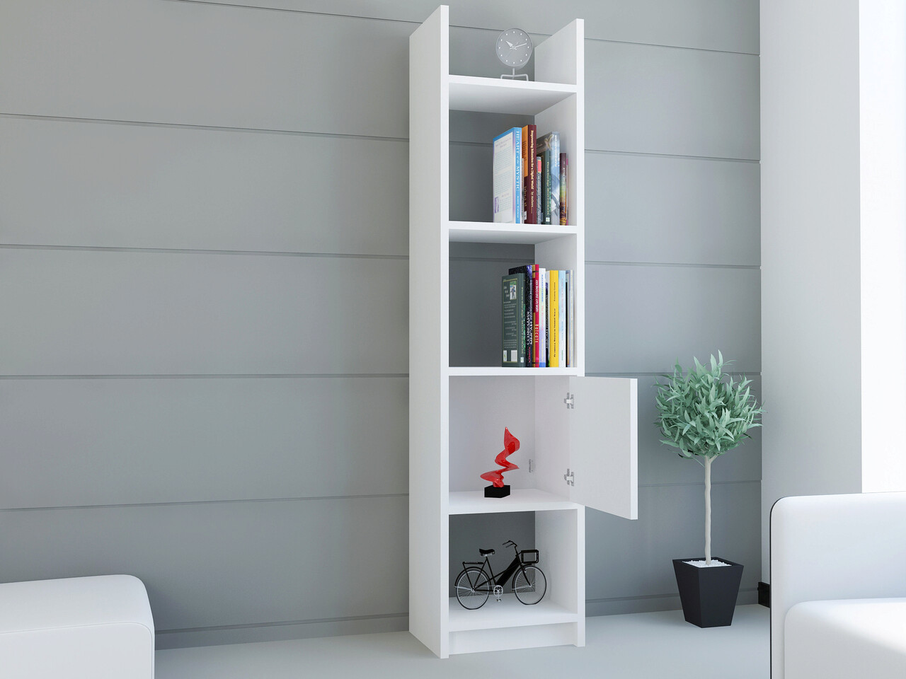 Corp biblioteca, Decorotika, Esbi 103, 33.1x150x29.5 cm, Alb - 1 | YEO