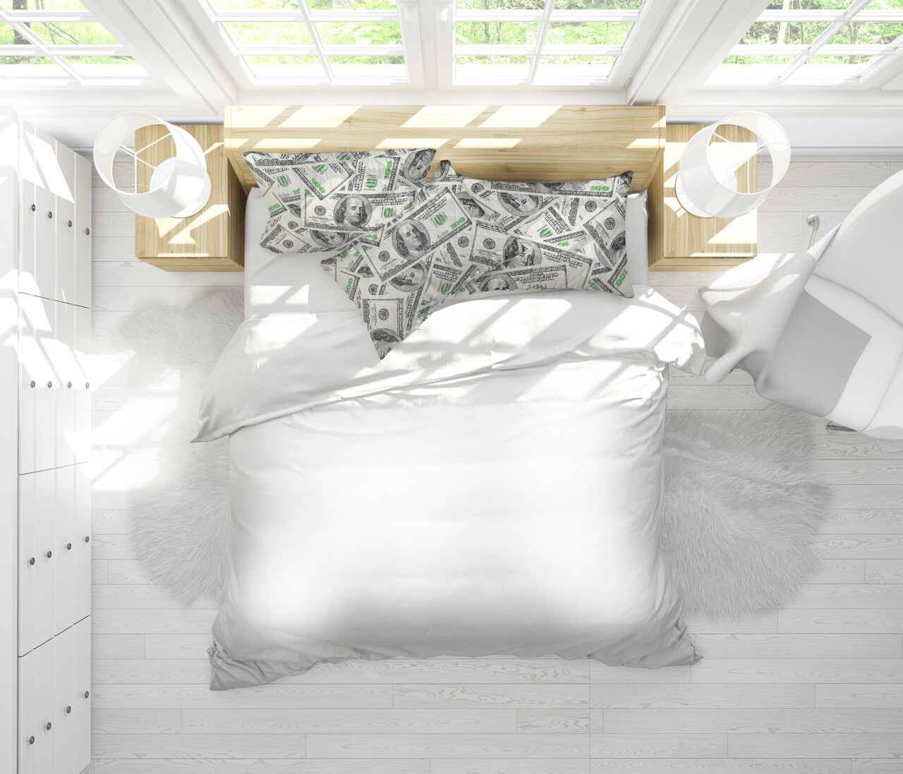 Set 2 perne Alcam, 50x70 cm, Dollar Dream, microfibra matlasata - imagine 5