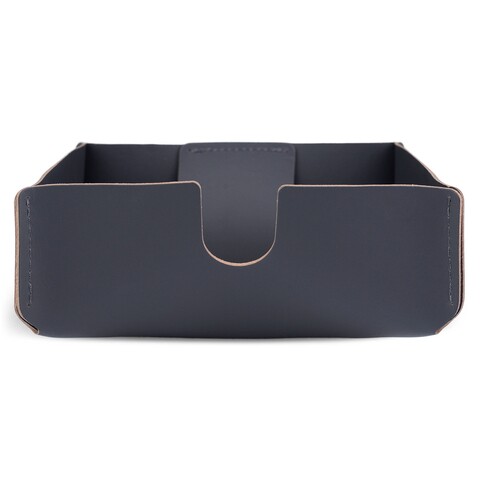 Suport servetele, Ruca, 18 x 6 x 18 cm, piele ecologica, gri inchis mezoni.ro