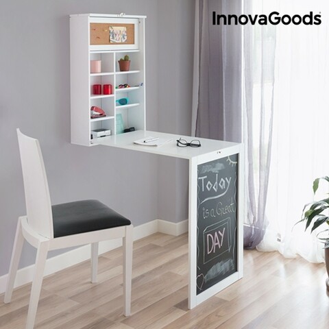 Birou pliabil de perete InnovaGoods, 50x155x90 cm, lemn/vinilin/pluta InnovaGoods