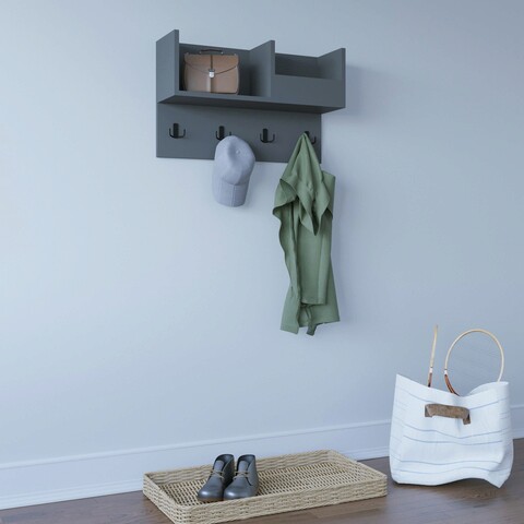 Raft de perete, zena home, sameul, 72x44.6x23.8 cm, pal, antracit