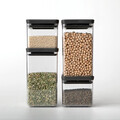 Set 4 recipiente depozitare, Brabantia, Tasty+, 2х700 ml, 2x1.6 L, plastic, gri inchis
