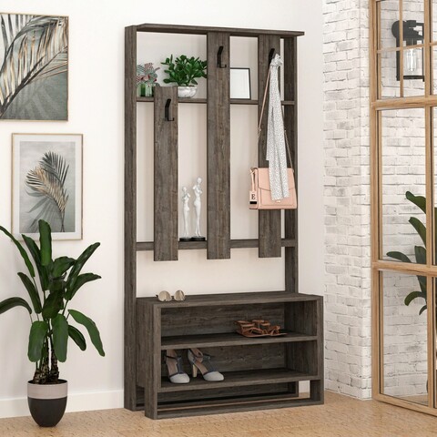 Cuier de perete, decortie, chester, 90x180x36 cm, maro inchis