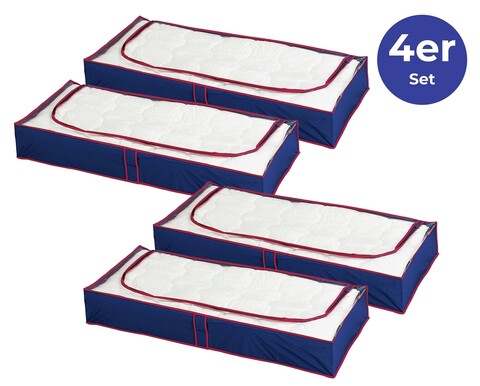 Set 4 organizatoare pentru dulap, maximex, deep blue, 100 x 45 x 11 cm, polietilena, albastru/rosu