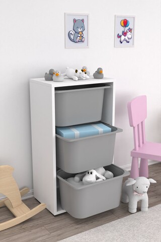 Dulap multifunctional, Estella, Bronz 3D, Alb/Gri