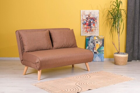 Canapea extensibilă cu 2 locuri, futon, 859ftn2715, metal , maro