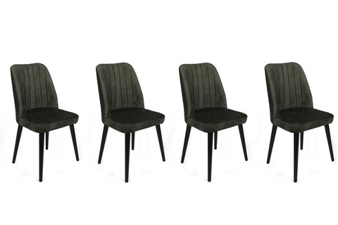 Set scaune 4 piese, Nmobb, Alfa-432 V4, Metal , Kaki/Negru