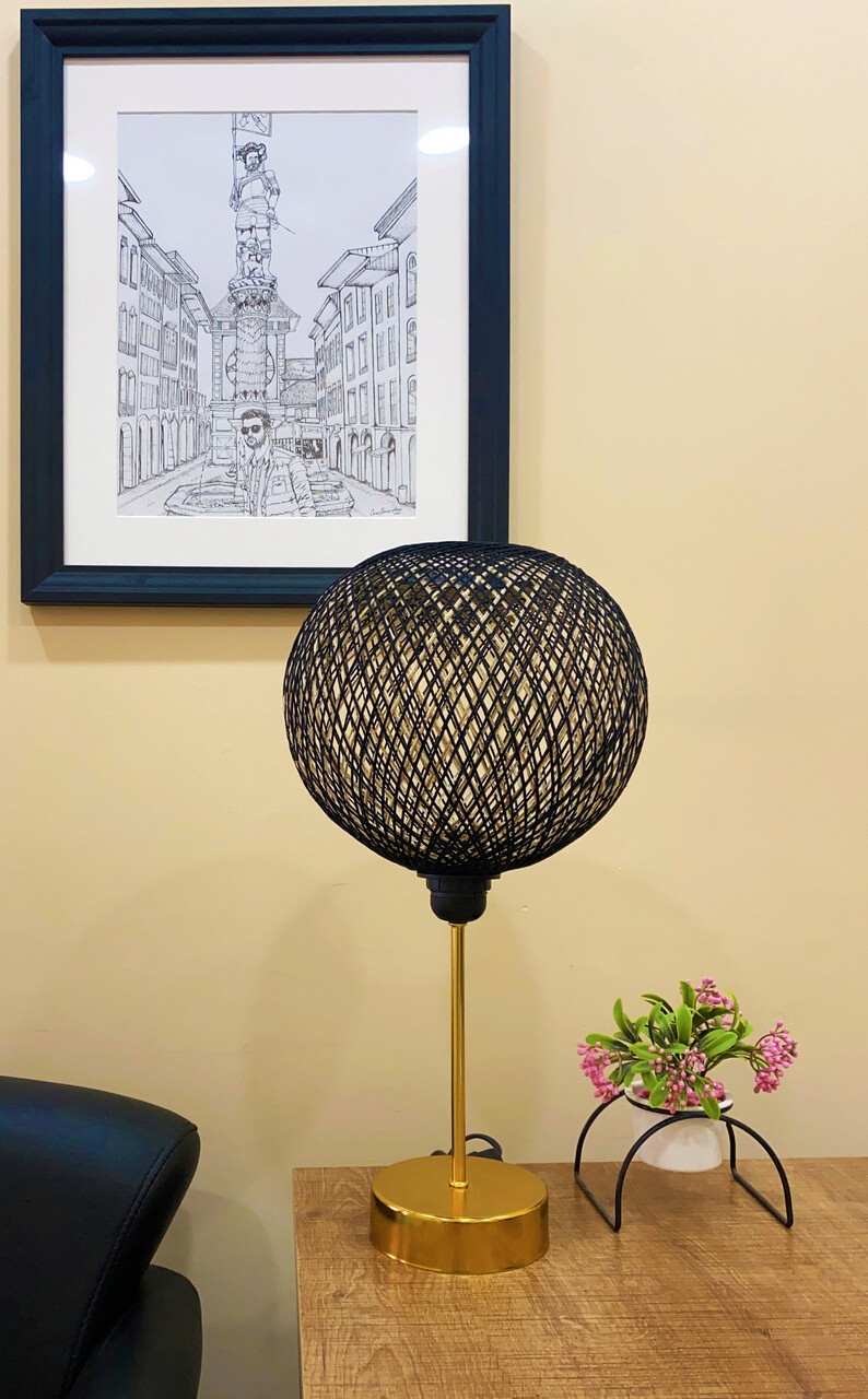 Lampa de masa, FullHouse, 390FLH1722, Lemn, Negru