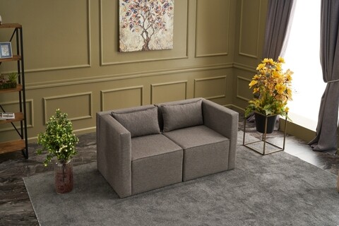 Canapea fixa moduler ikili koltuk, balcab home, 2 locuri, 80x60x72 cm, lemn, maro