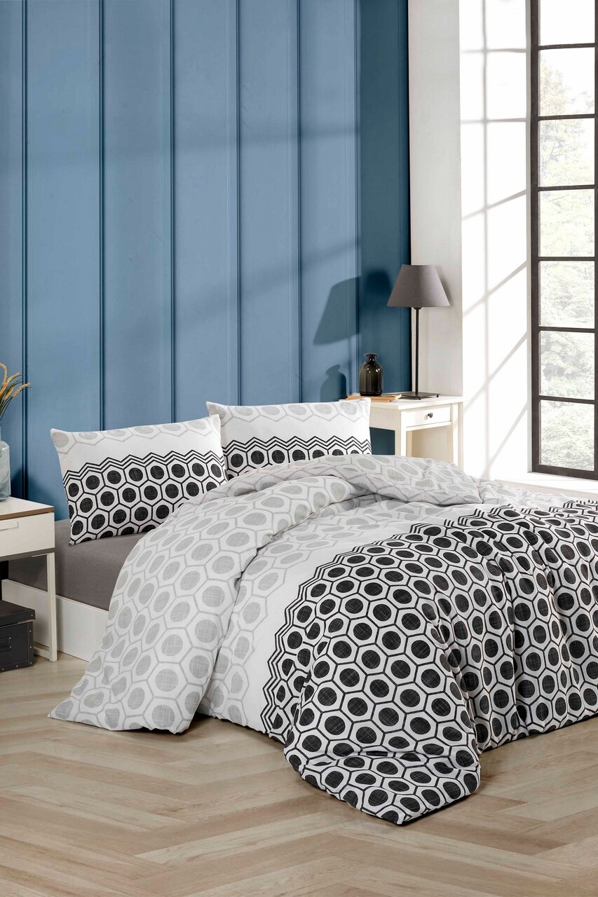 Lenjerie de pat dubla, Geometric, Tabu Home, 65% bumbac/35% poliester