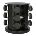 Set 12 recipiente pentru condimente si suport, Otto, Homla, 19x21 cm, metal/sticla/plastic, negru/transparent