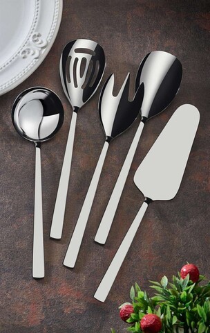 Set de servire (5 piese), L'essentiel Maison, 207PLM1201, Linguriță pentru sos: 24, 4,5 cm, Argintiu