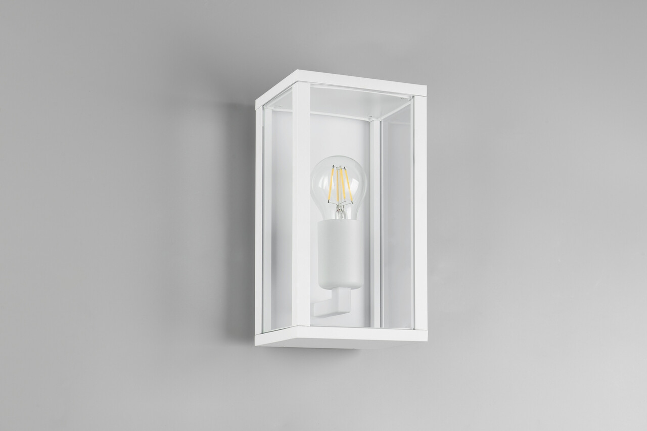 Aplica de perete pentru exterior Garonne, TRIO, 14x14x26 cm, 60W, 1x E27, aluminiu, alb mat