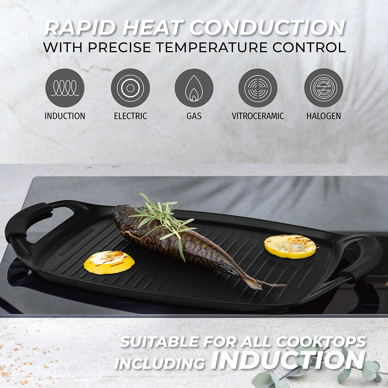 Tava grill Berlinger Haus, Matte Black, 47x29 cm, aluminiu forjat, negru mat - imagine 11