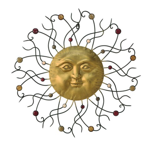 Decoratiune de perete Sonne, Boltze, 74 cm, fier, auriu
