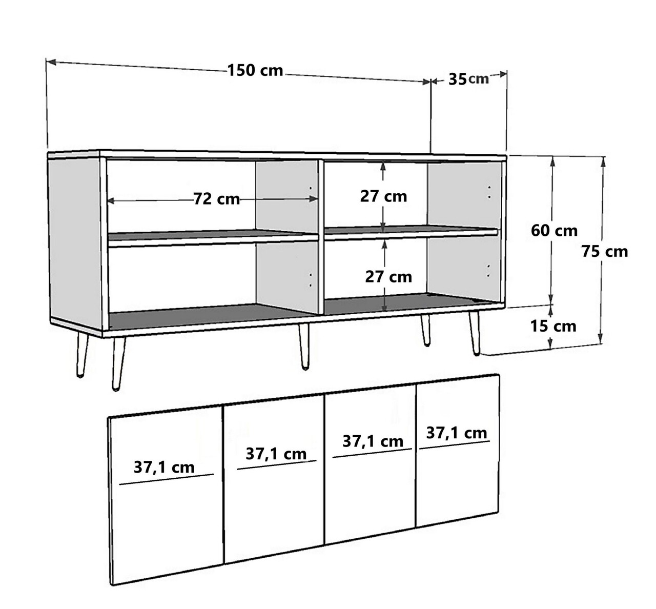 Consola, Olivia, Fuga KB150, 150x75x35 cm, PAL, Alb/Auriu