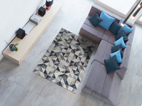 Covor, Babek 5529 Blue, 120 x 170 cm, 100% poliester, bleu/gri