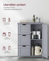 Dulap pentru baie cu 3 sertare, Vasagle, 60x30x80 cm, MDF, gri dove