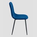 Scaun Noir, Homla, 52x44x85 cm, metal/catifea din poliester, albastru/negru
