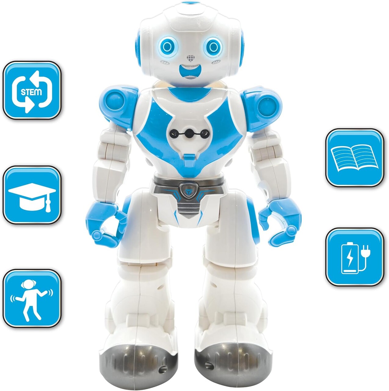Jucarie robot programabil dansator Powerman Neo, LEXIBOOK, 30.5x22.5x10 cm, plastic, alb/albastru - 1 | YEO