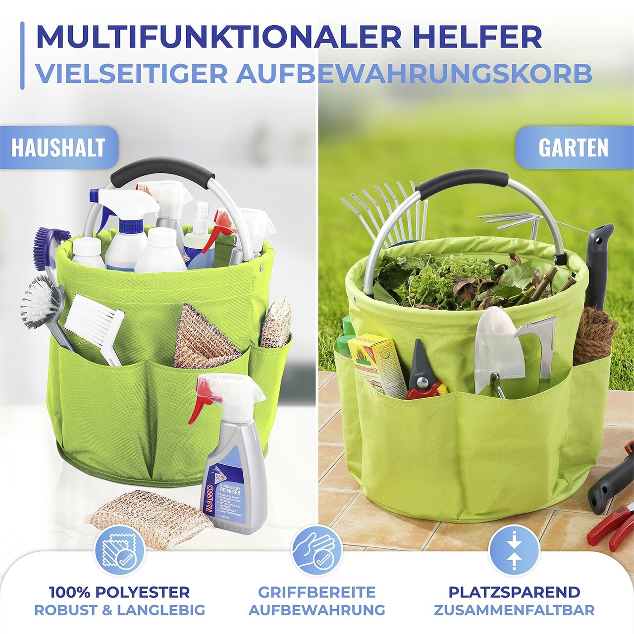 Organizator Produse De Curatenie Maximex, Caddy, 35x35x35 Cm, Poliester, Verde