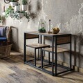 Set masa si 2 scaune Bahar, Kalune Design, natural/negru