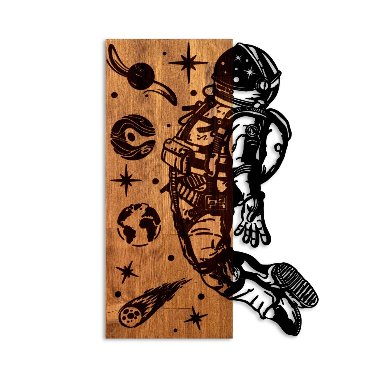 Decoratiune de perete, Cosmic, Lățime: 42 cm, Nuc / Negru — imaginea 5