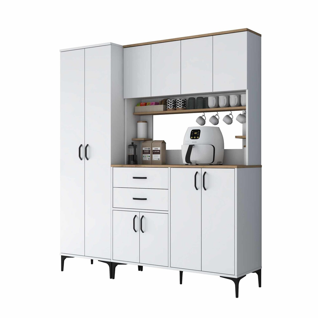 Dulap multifunctional, Hanah Home, JE264, 180x204.2x45 cm, Alb/Maro — imaginea 6