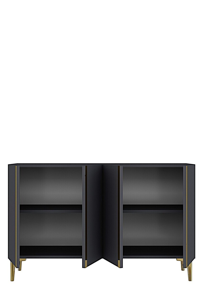 Consola, Hanah Home, Anka 120, 120x75x32 cm, PAL, Antracit / Aur — imaginea 6