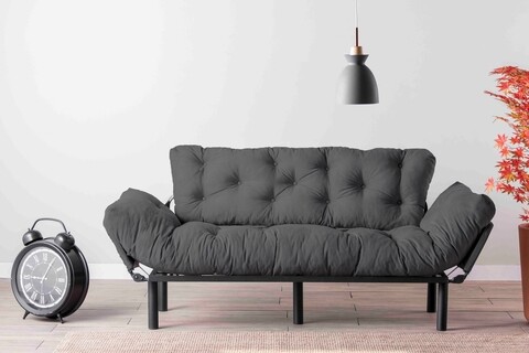 Canapea extensibila Nitta Triple, Futon, 3 locuri, 225×70 cm, metal, gri 225x70 imagine model 2022