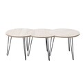 Set 3 masute Combined, InArt, 45 x 45 x 36 cm, fier/lemn de paulownia