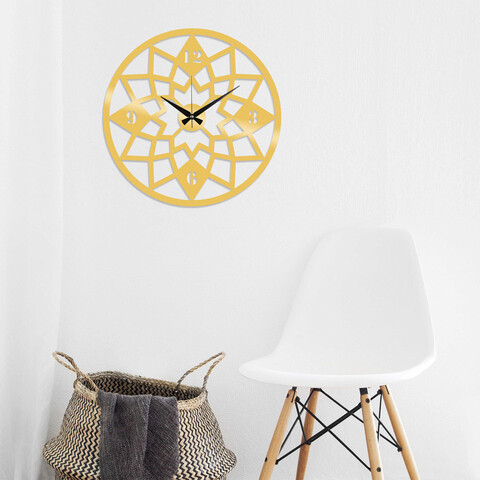 Ceas de perete, Metal Wall Clock 19, Metal, Dimensiune: 48 x 48 cm, Auriu