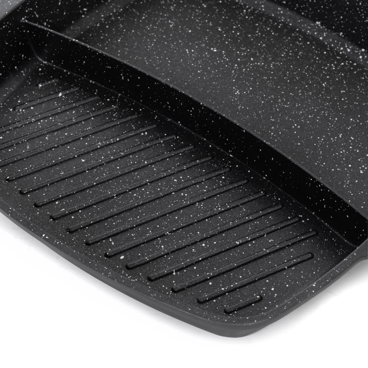 Tigaie grill cu 2 compartimente Lucaso, Homla, 28x28x4.5 cm, 1.6 L, aluminiu/plastic, negru - view 4