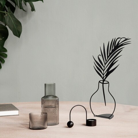 Decoratiune, flowerpot, 20x39 cm, metal, negru