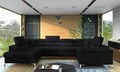 Coltar extensibil stanga 6 locuri ELTAP, Th-102, Thiago, 342x208x88 cm, lemn/poliester, negru