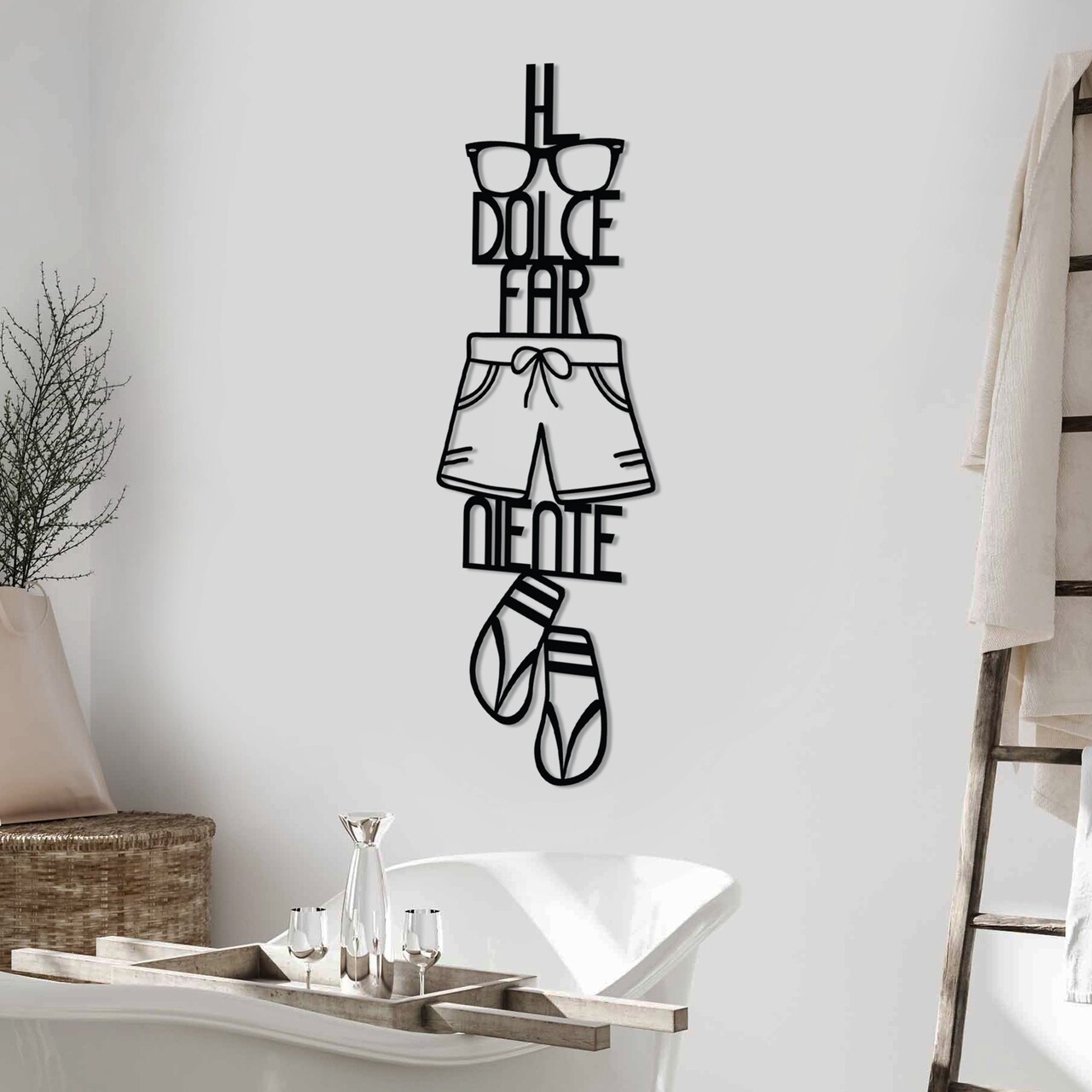Decoratiune de perete, Dolce Far Niente 3, Dimensiune: 30 x 85 cm, Negru - view 3