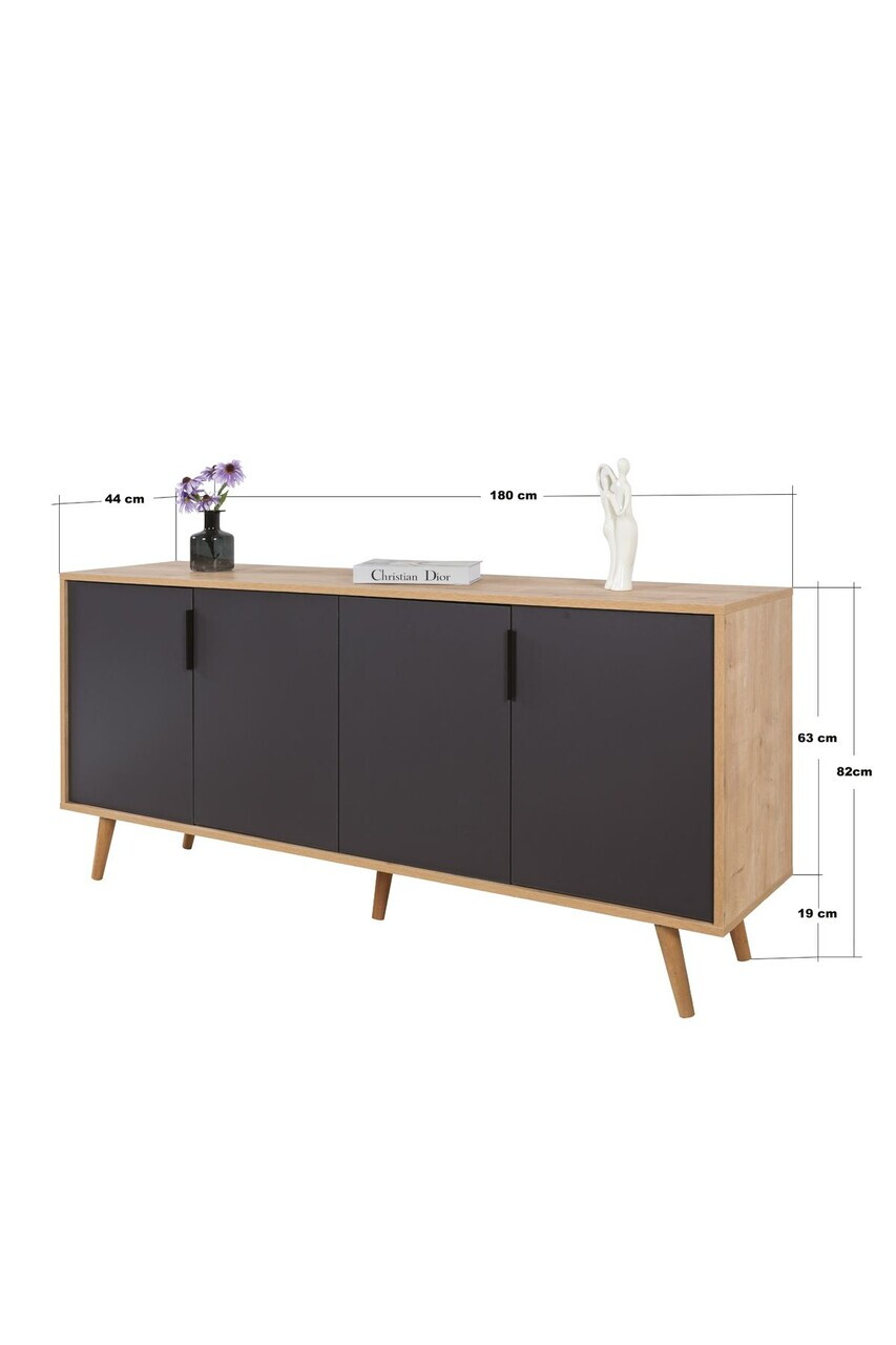 Consola, Hanah Home, Sırma 4816, 180x82x44 cm, PAL, Stejar safir / Antracit — imaginea 7