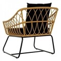 Fotoliu pentru gradina/terasa, DKD Home Decor, 76 x 58 x 80 cm, metal/ratan, negru/bej