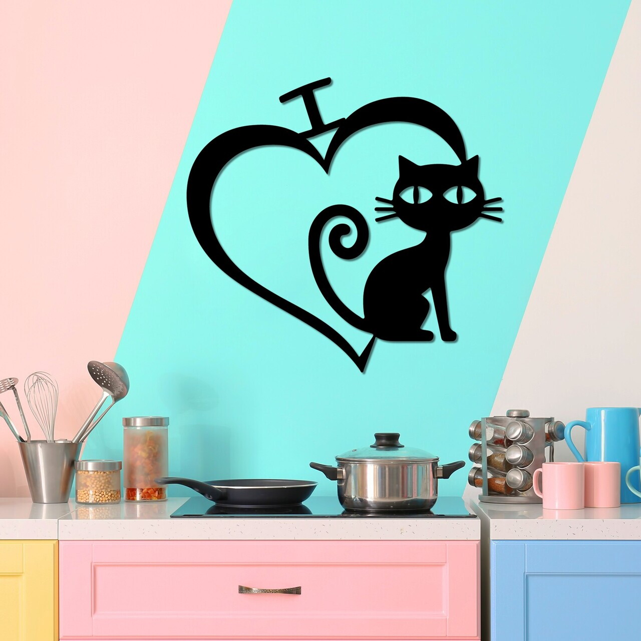 Decoratiune de perete, Cat 4, Dimensiune: 50 x 54 cm, Negru — imaginea 2